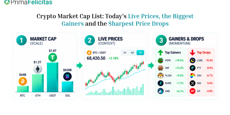 Crypto Market Cap List: Today’s Live Prices, the Biggest Gainers and the Sharpest Price Drops